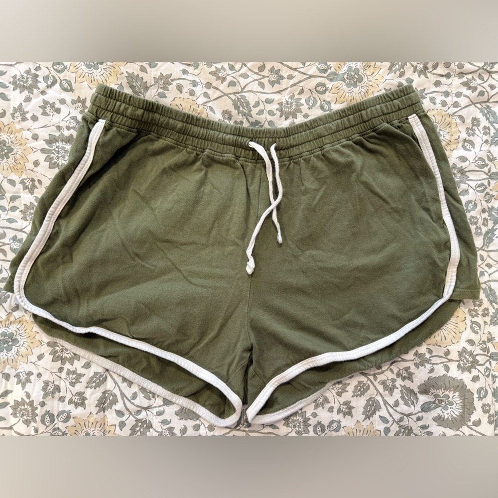 Aeropostale Olive Athletic Shorts with White Accents
